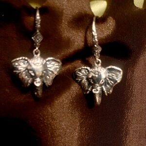 Silver Elephant Earrings